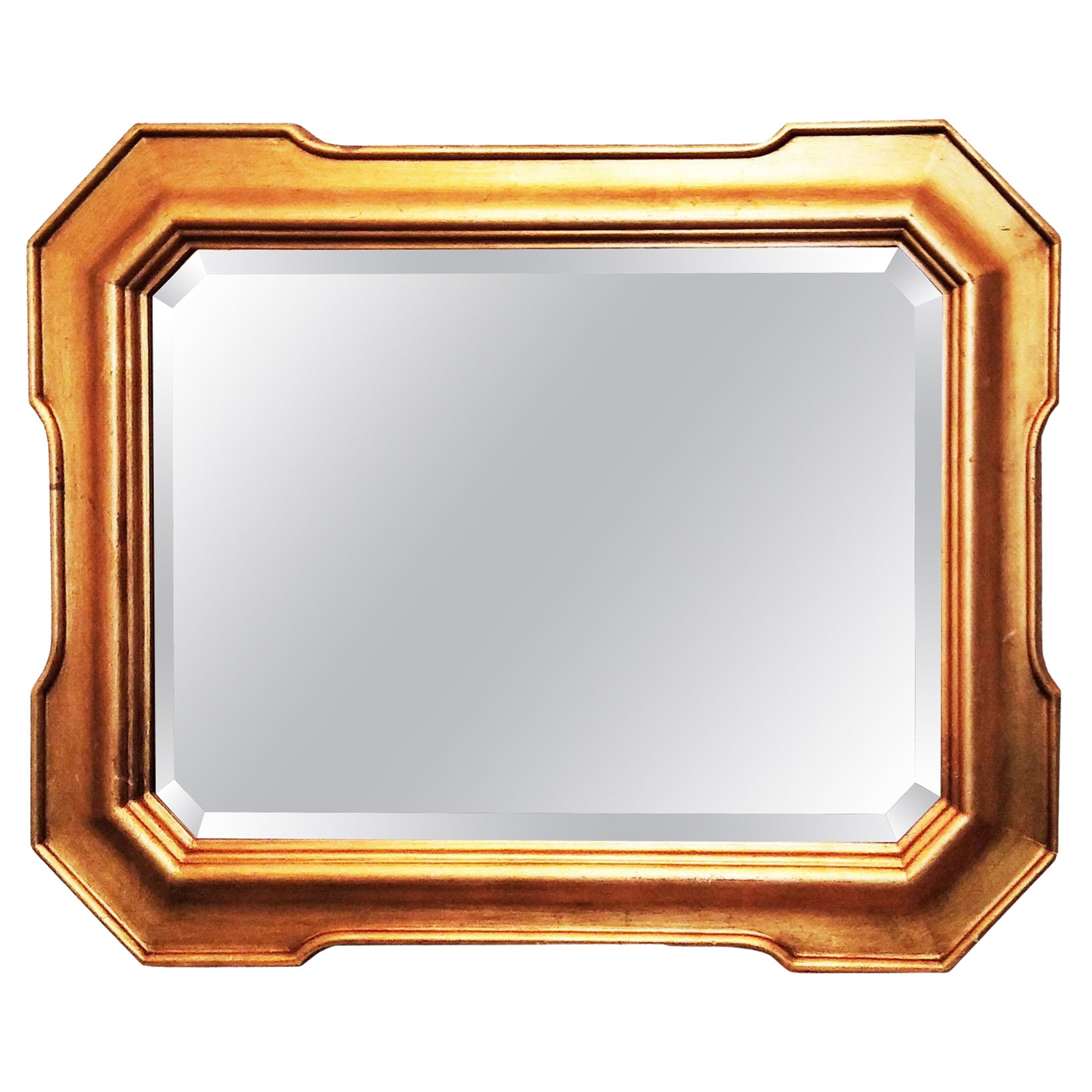 Specchio Gold Leaf Wood, con vetro smussato e consumato, orizzontale o verticale  70s