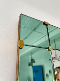 Mirror Green and Brass by Cristal Art, Italy, 1960s