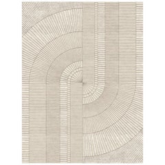 Tapis Rouge Rug Mirror, Hand Knotted Wool Bamboo Silk Beige Geometric