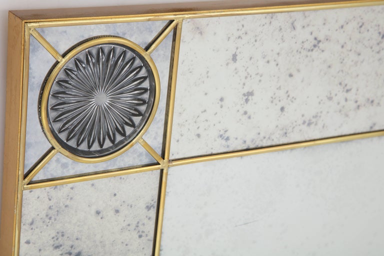 Handcrafted Brass and Stained Glass Mirror For Sale at 1stdibs