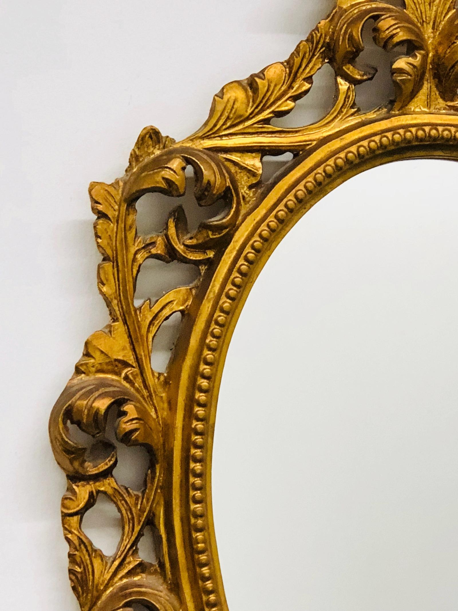 Italian Mirror Hollywood Regency Style Gilded Wood Vintage, Italy, 1960s