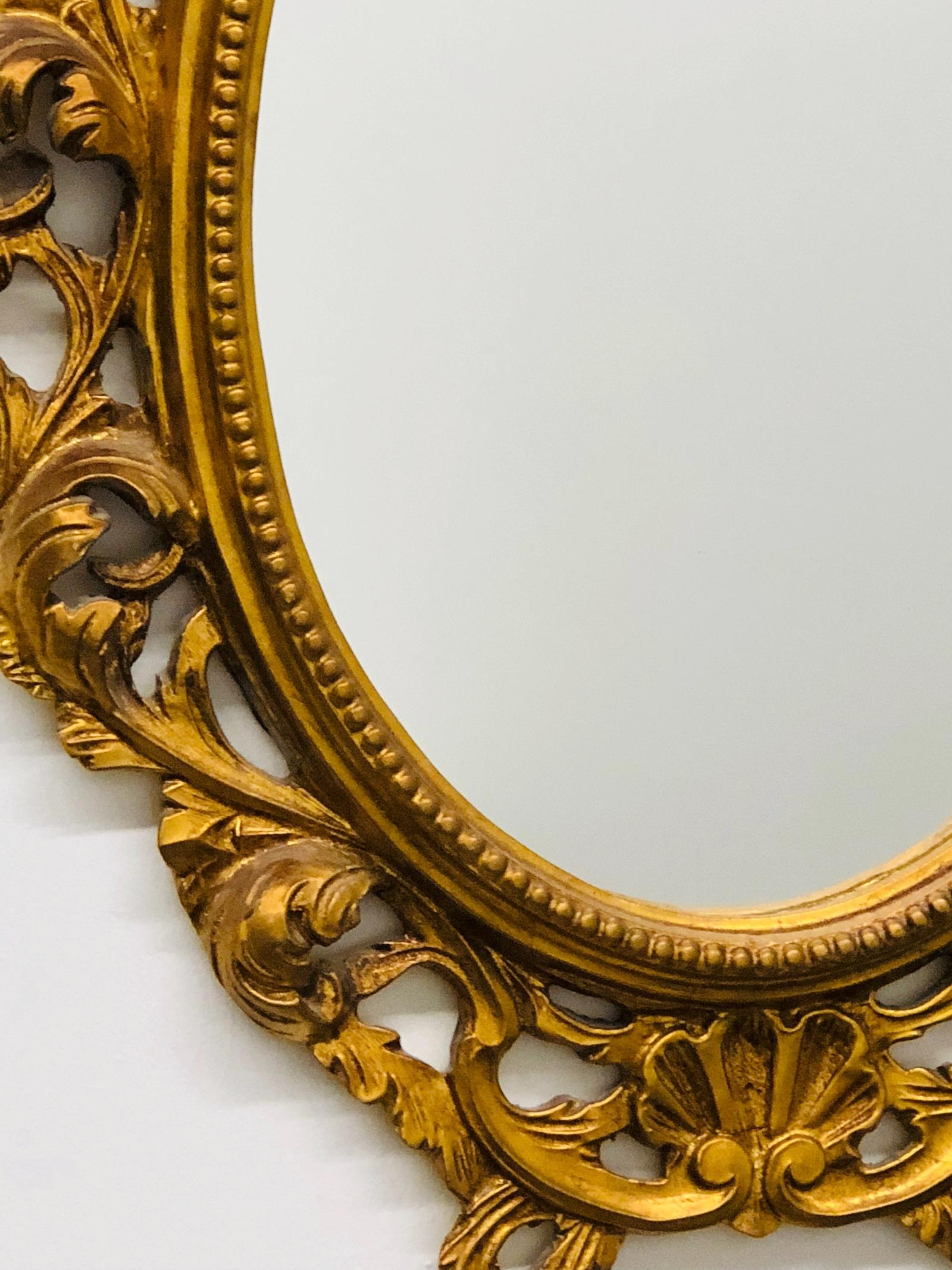 Mirror Hollywood Regency Style Gilded Wood Vintage, Italy, 1960s In Good Condition In Nuernberg, DE