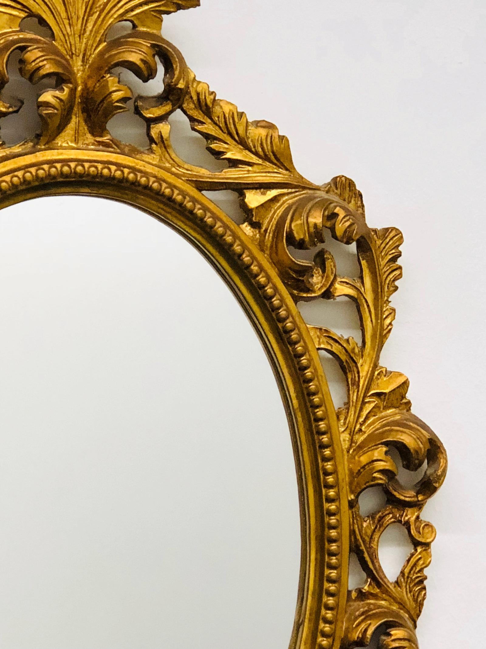 Mirror Hollywood Regency Style Gilded Wood Vintage, Italy, 1960s 2