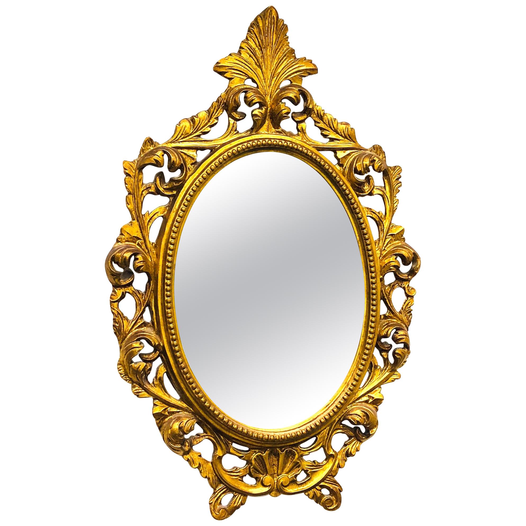 Mirror Hollywood Regency Style Gilded Wood Vintage, Italy, 1960s