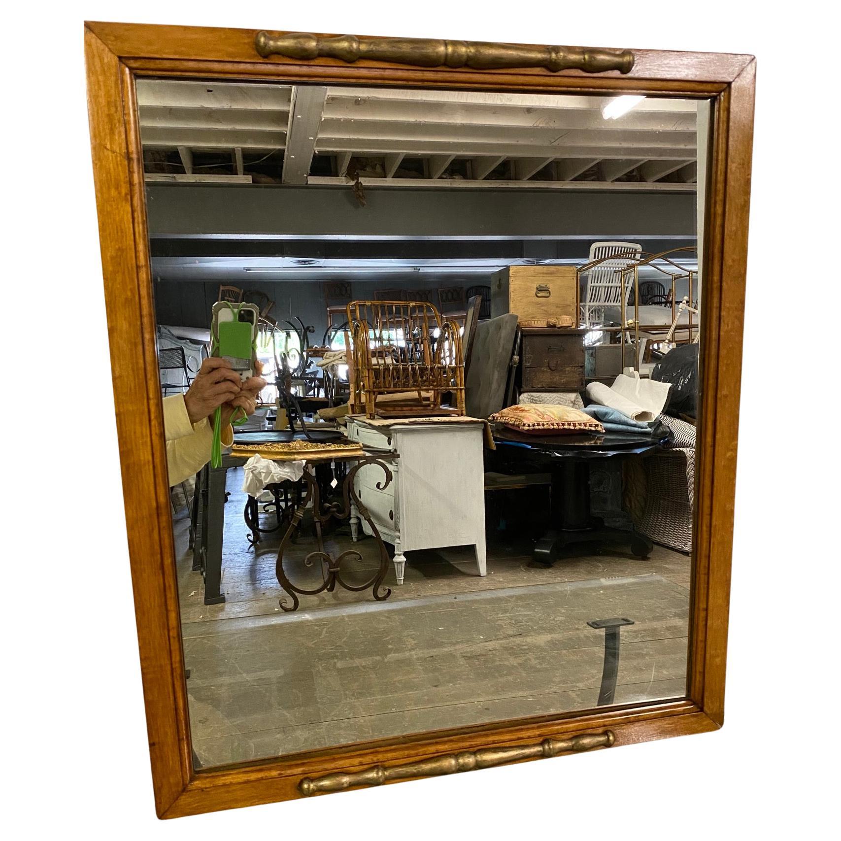 A classical style mirror that can be hung horizontally or vertically.  A vintage mirror with clean lines and just a bit of decoration that will enhance any room.  Use it as a mantel, fireplace mirror, dresser mirror or powder room mirror.
Classical,