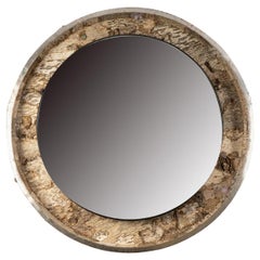Mirror in Birch Bark Marquetry and Stone Inlays