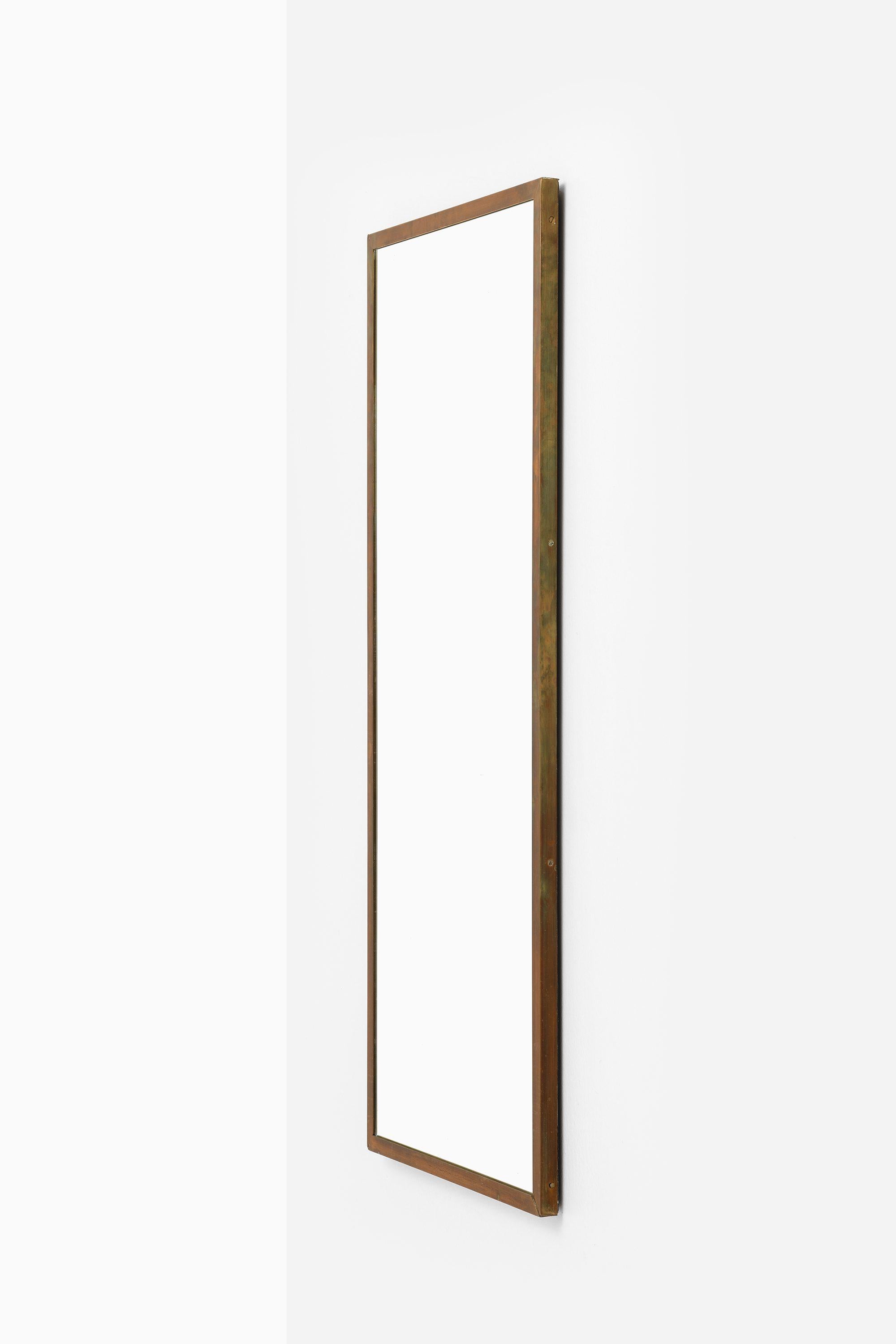 Scandinavian Modern Mirror in Brass Attributed to Josef Frank, 1950's For Sale
