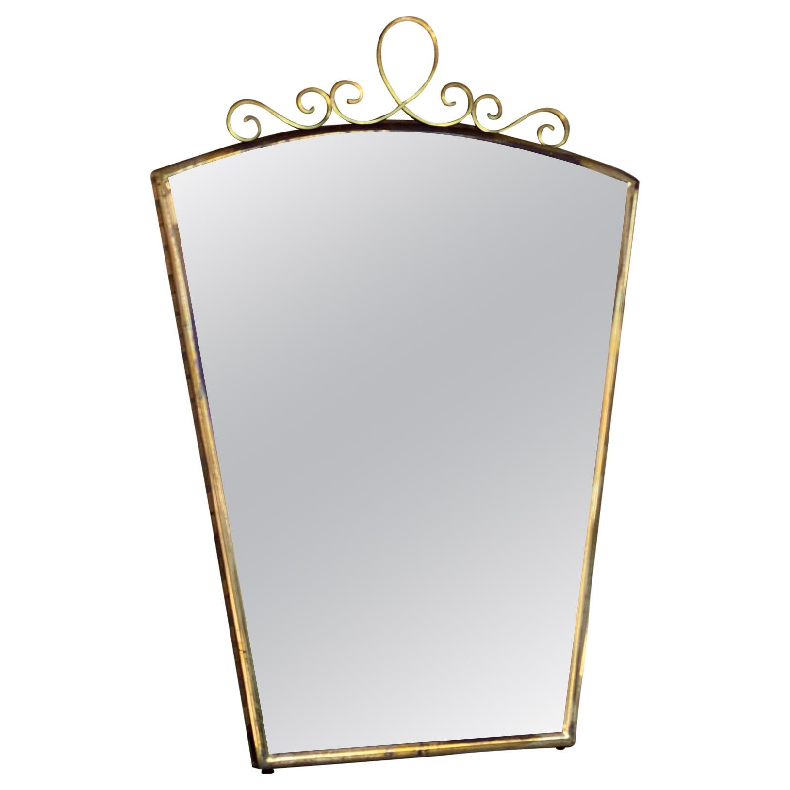 Mirror in Brass, Italy, 1960, Vintage, Gio Ponti Style