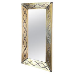 Miroir en laiton France 1970 Vintage Acid brass Patina