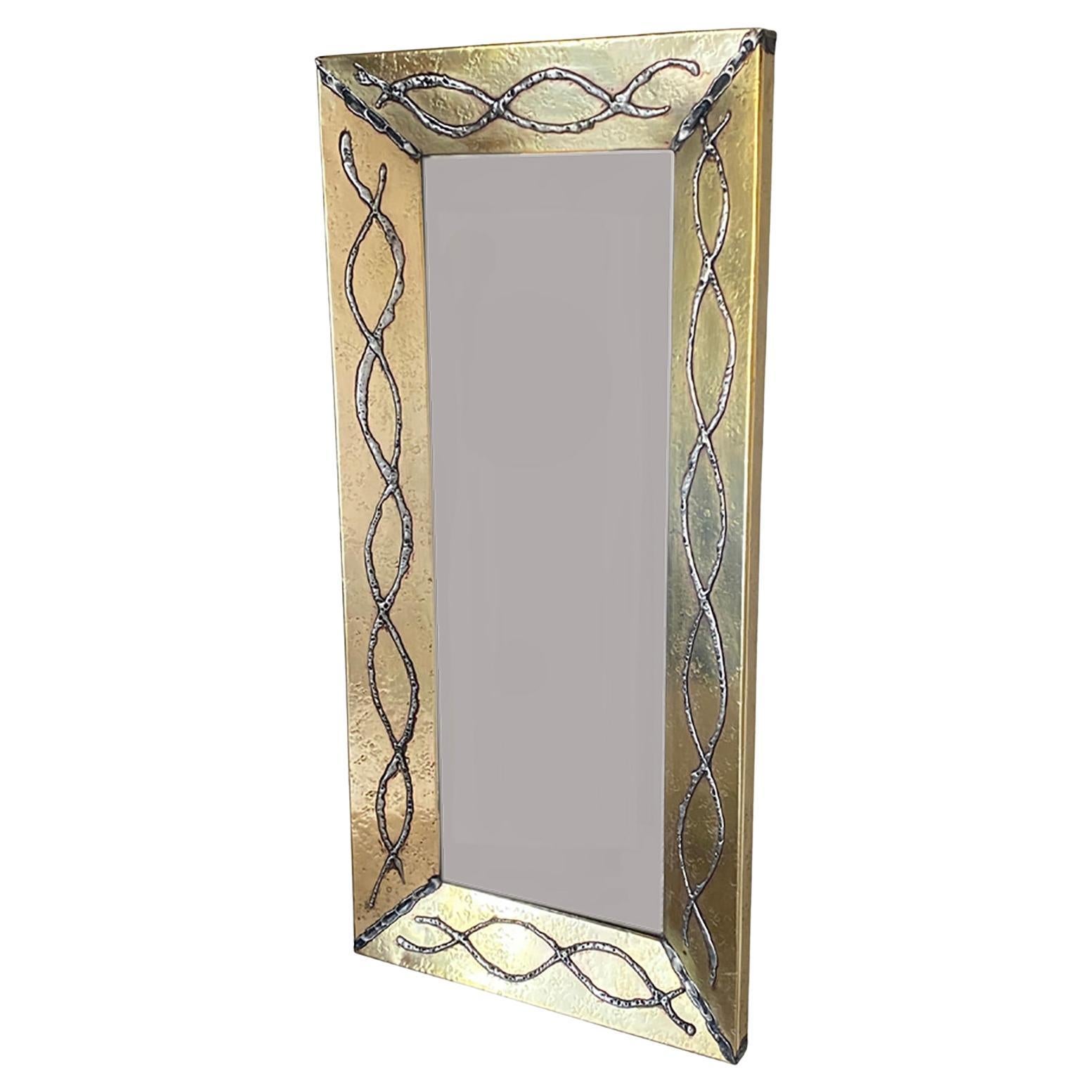 Midcentury brass mirror with vintage glass, with acid Patina.
This mirror will be placed in most interiors and is a perfect add-on for a midcentury design interior.
The creator mane is JC, and Got this Distinction :  Best 