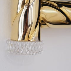 Mirror in Bronze Covered with Gold and 4 Crystal Insert, Contemporary Style