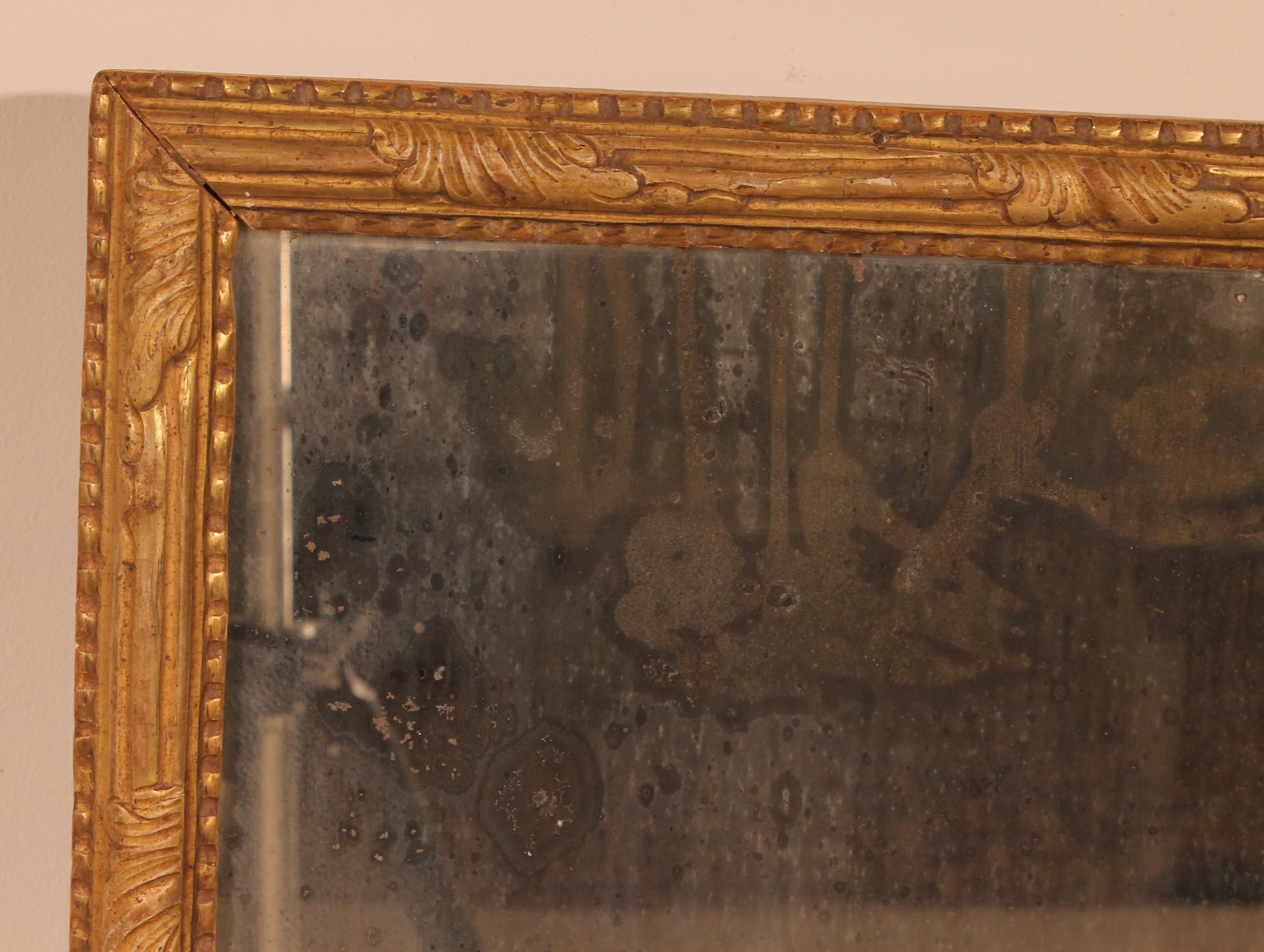 French Mirror In Carved And Gilded Wood Louis XVI Period XVIII For Sale