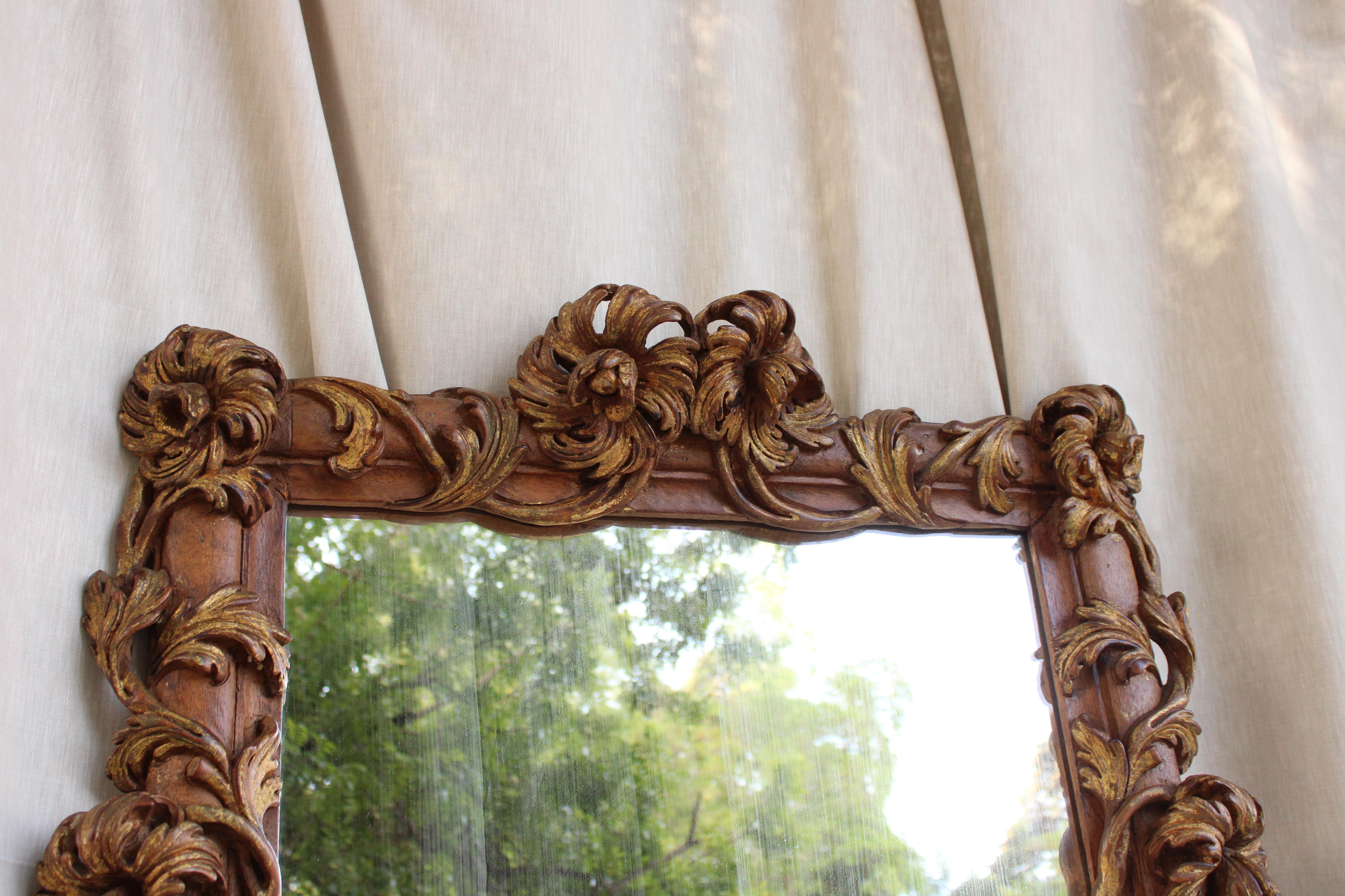 Mirror in Carved and Partially Gilded Wood, 19th Century England 1