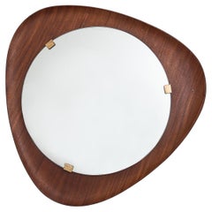 Antique Mirror in Curved Plywood and Brass