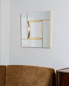 Mirror in divided glass and brass, 1970s