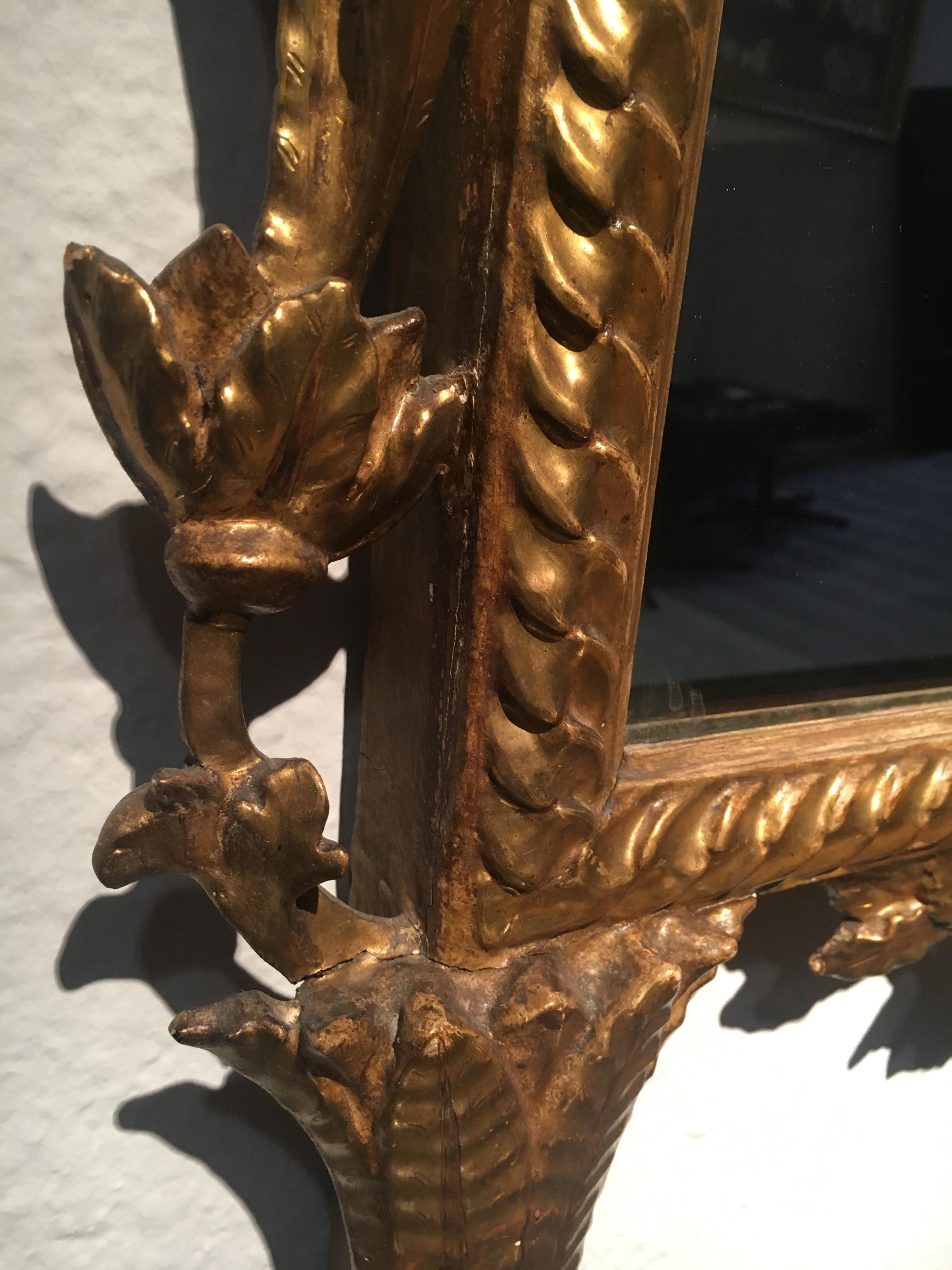 Italian Mirror in Gilded Wood from Tuscany, Italy, 18th Century