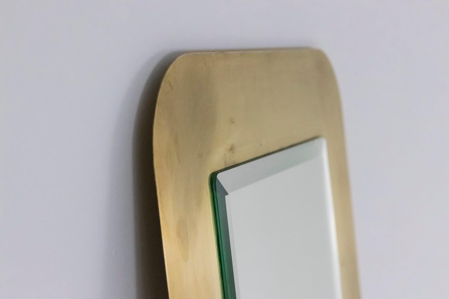 Italian Mirror in Gilt and Brushed Brass, 1970s