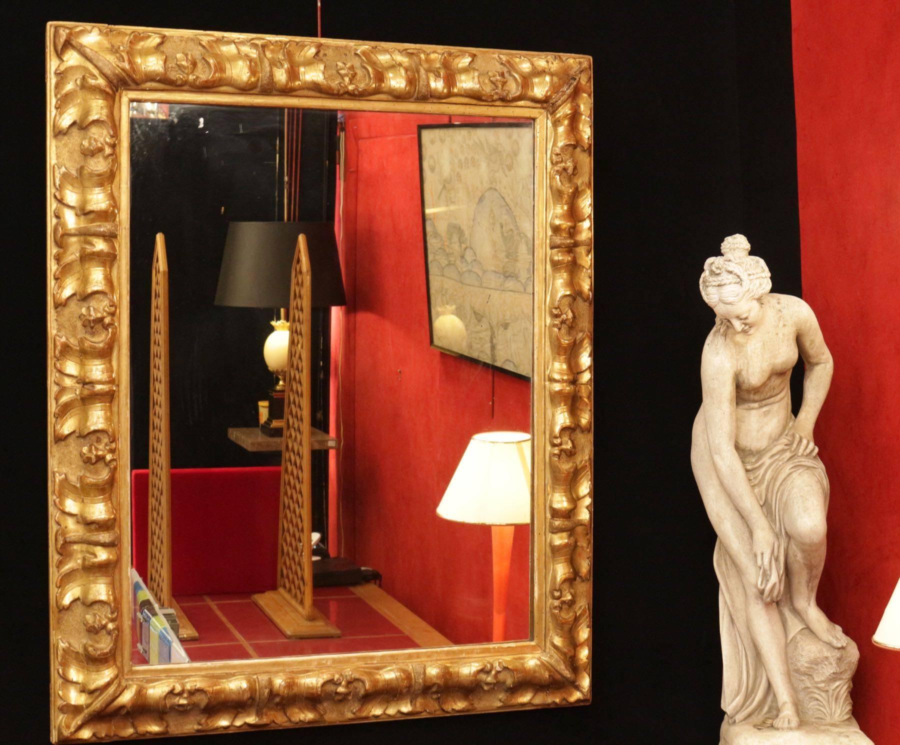 Mirror in giltwood and gesso from the 19th century period of Napoleon III.