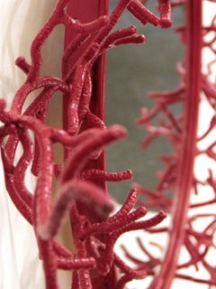 Mirror in Imitation of Coral in Lacquered Iron Musgo in Barcelona, circa 1980