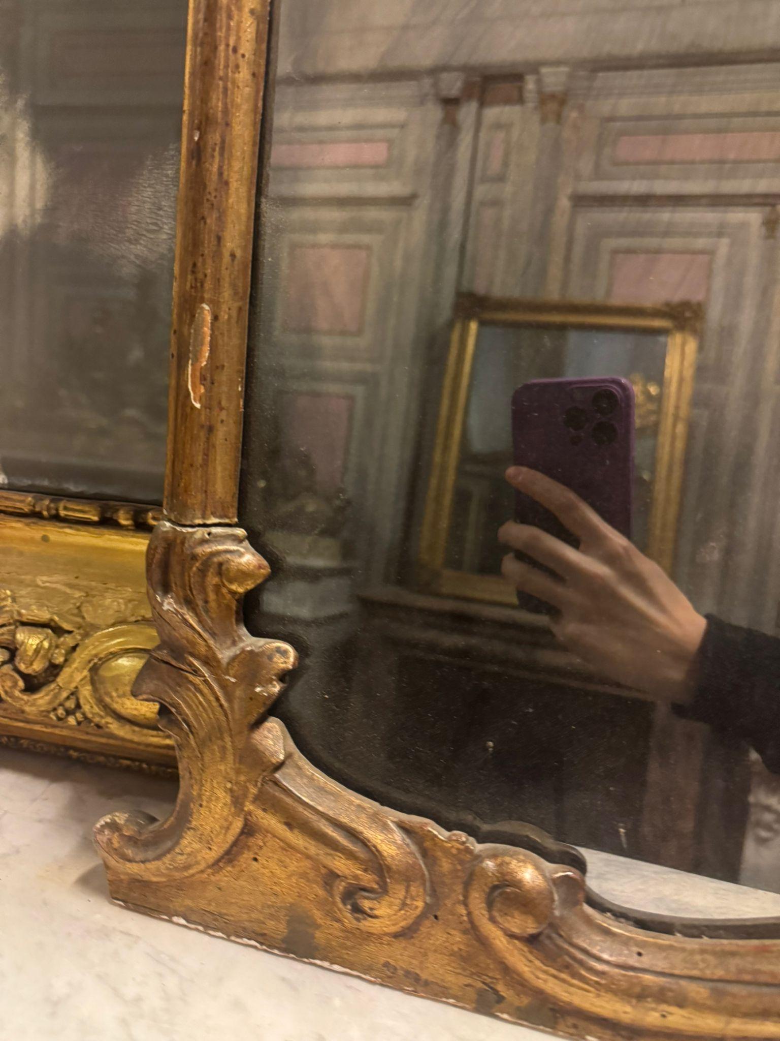 XIXe siècle Miroir en bois laqué et doré, Italie en vente