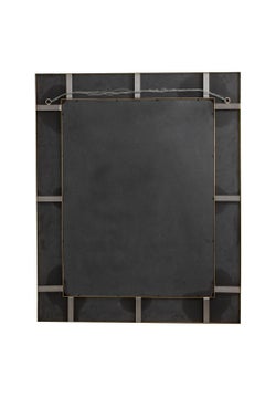 Mirror in oxidized and patinated brass marquetry. Artist’s work.