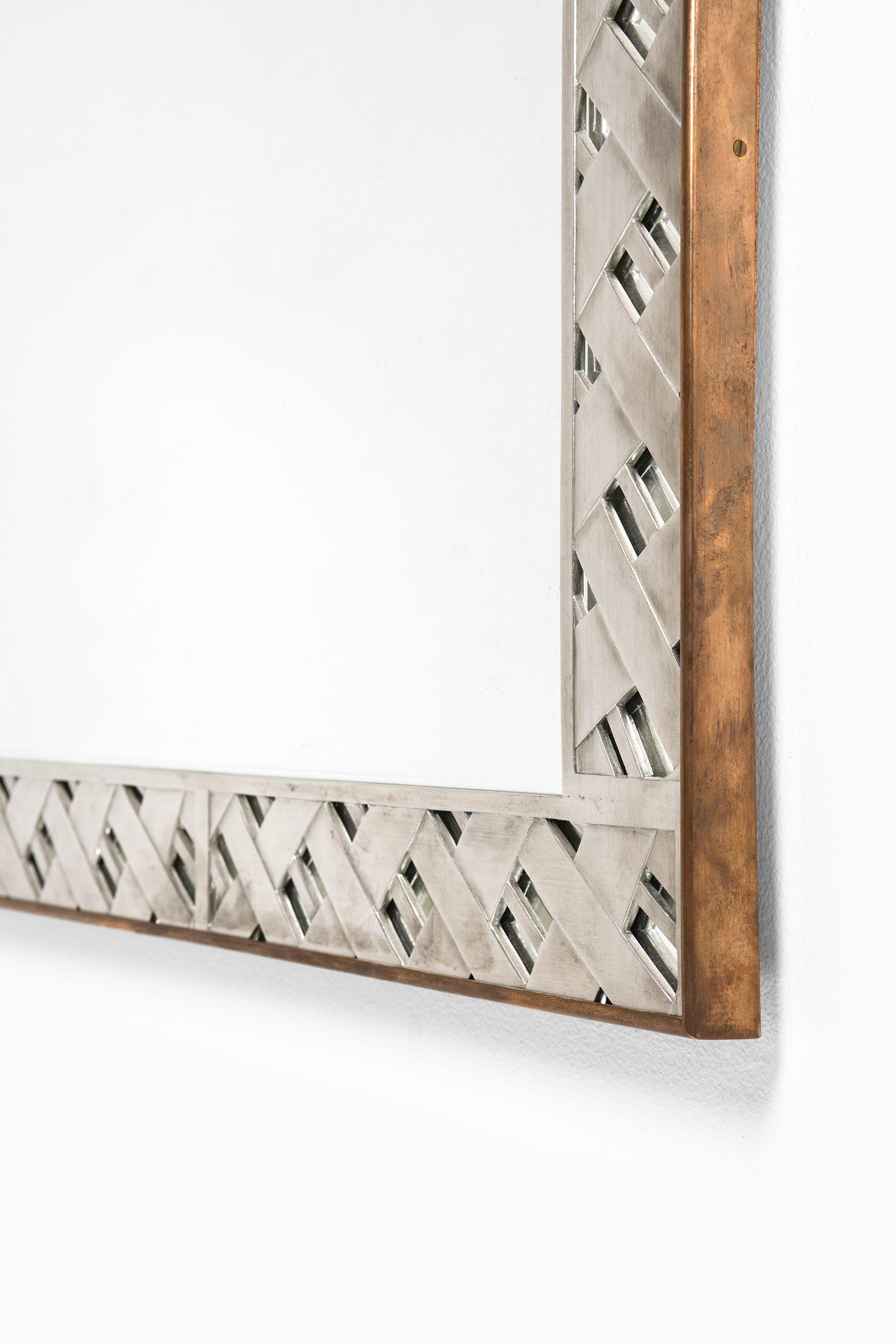 Mirror in Pewter with Brass Frame by Björn Trädgårdh, 1930-1934, Svenskt Tenn For Sale 1