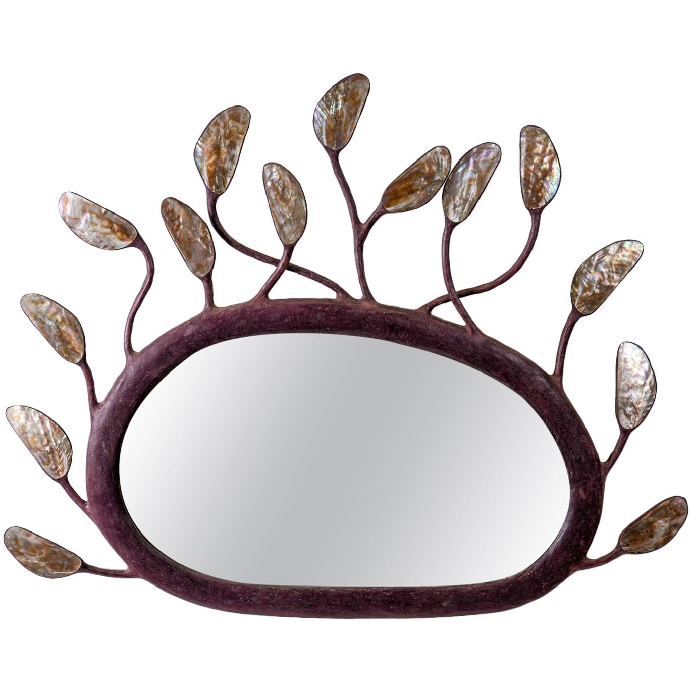 Mirror in Solid Carton with in Inlaid of Mother-of-Pearl