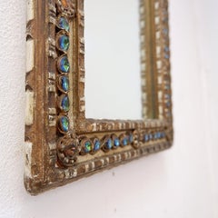 Mirror in stucco and colored stones in the style of Creaciones Gobesso, Italy