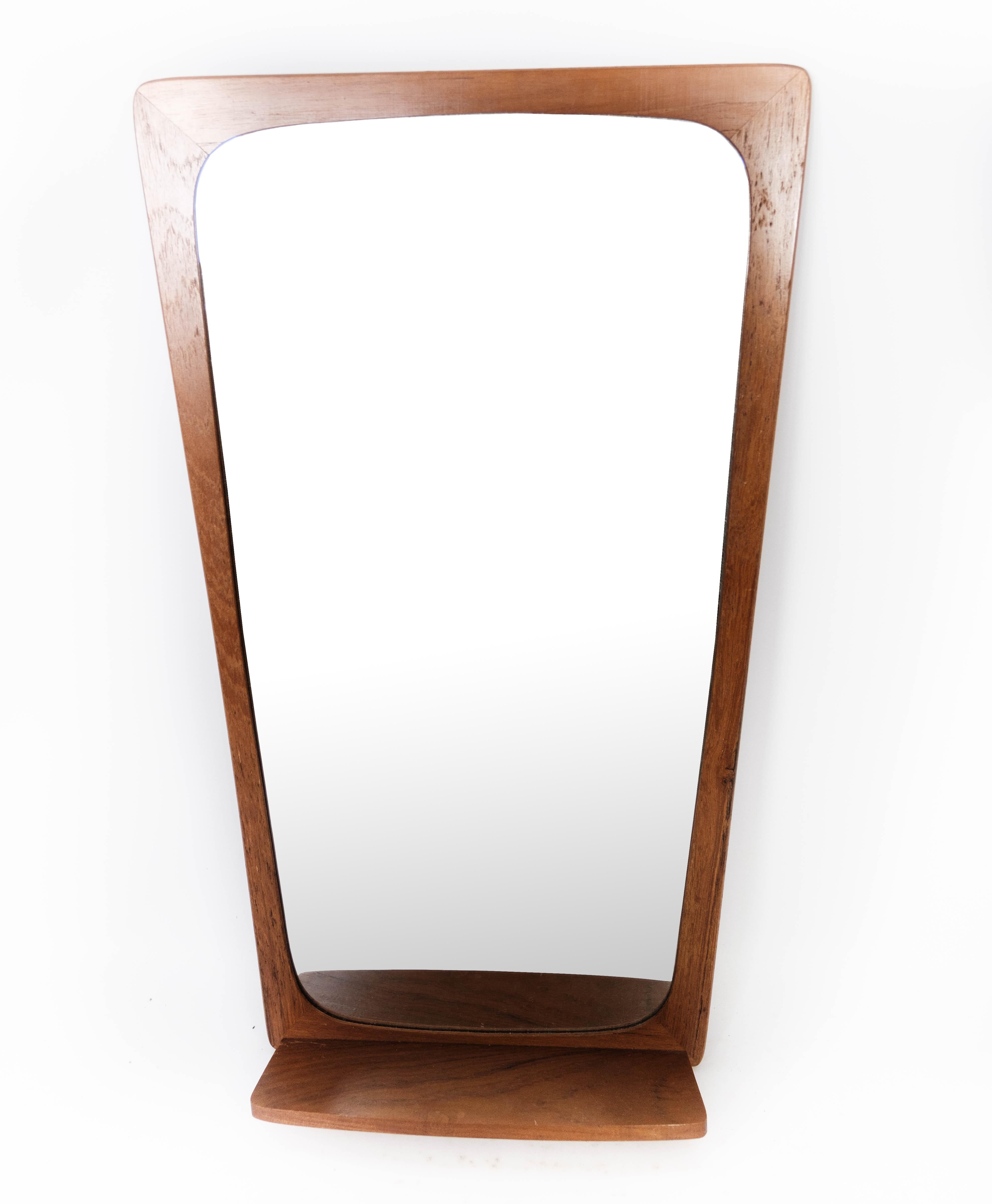 Mirror Made In Teak With Shelf, Danish Design From 1960s In Good Condition For Sale In Lejre, DK