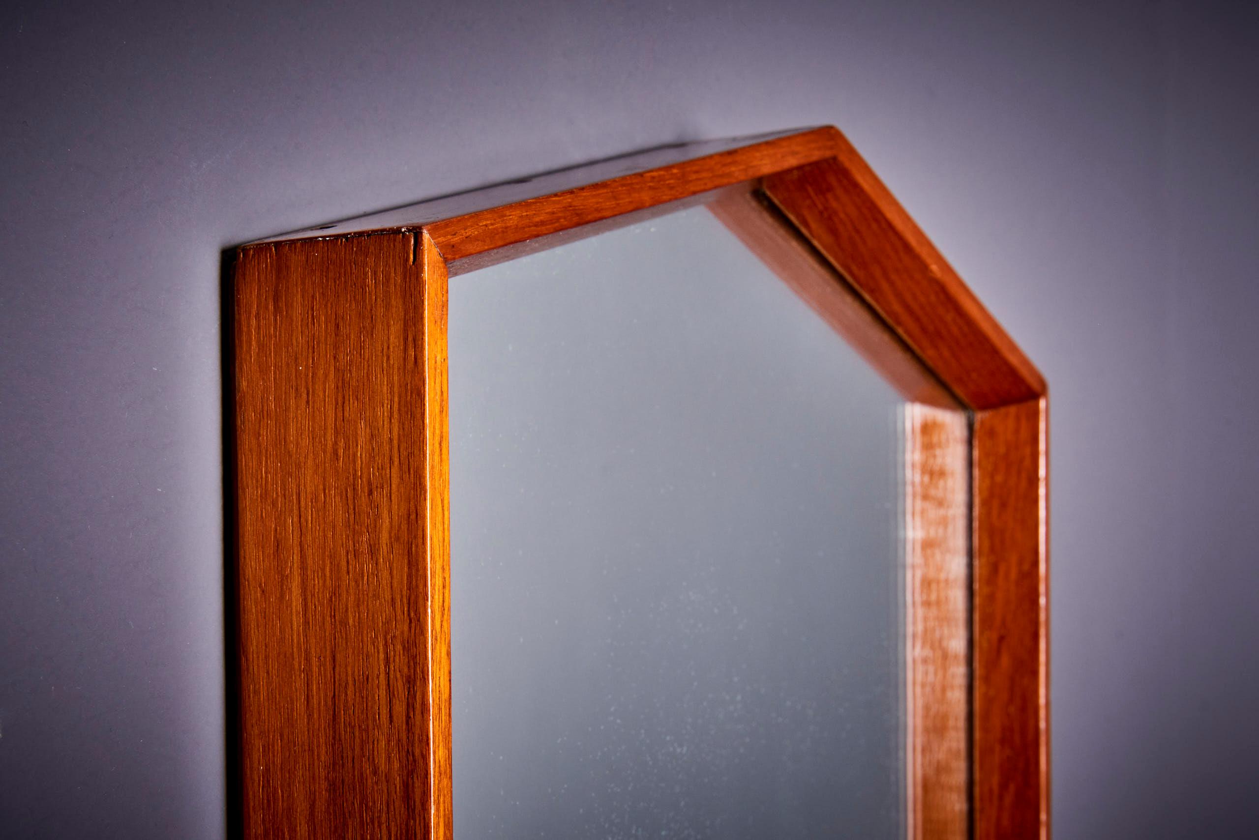 Mid-Century Modern Mirror in the manner of Gio Ponti  made of teak For Sale