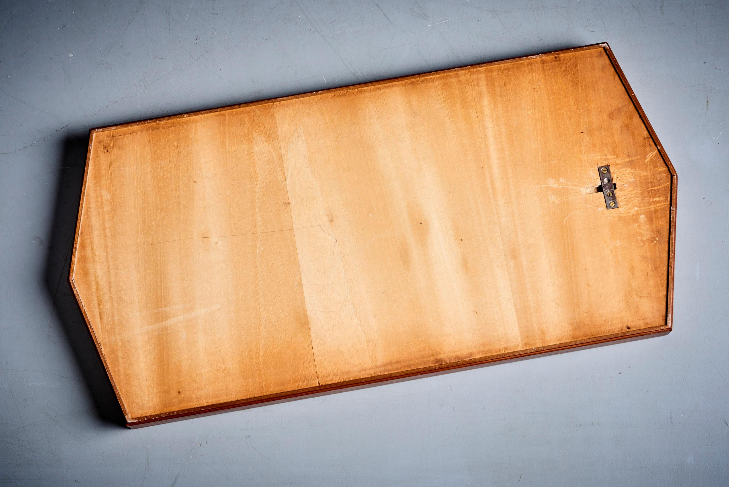 Italian Mirror in the manner of Gio Ponti  made of teak For Sale