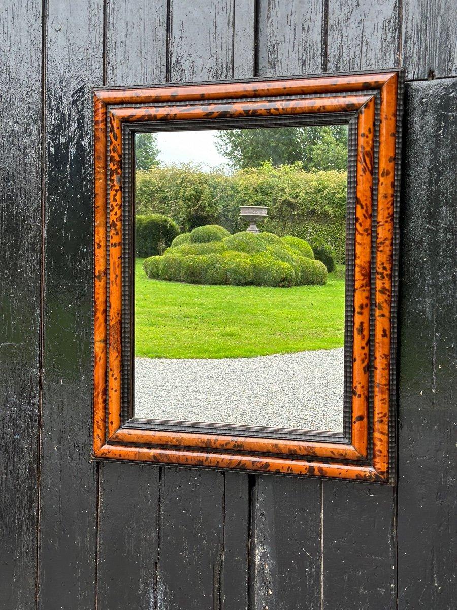 Mirror In Tortoise Shell And Curly Black Wood In The Style Of 17th Century Antwerp Frames, Circa 1930