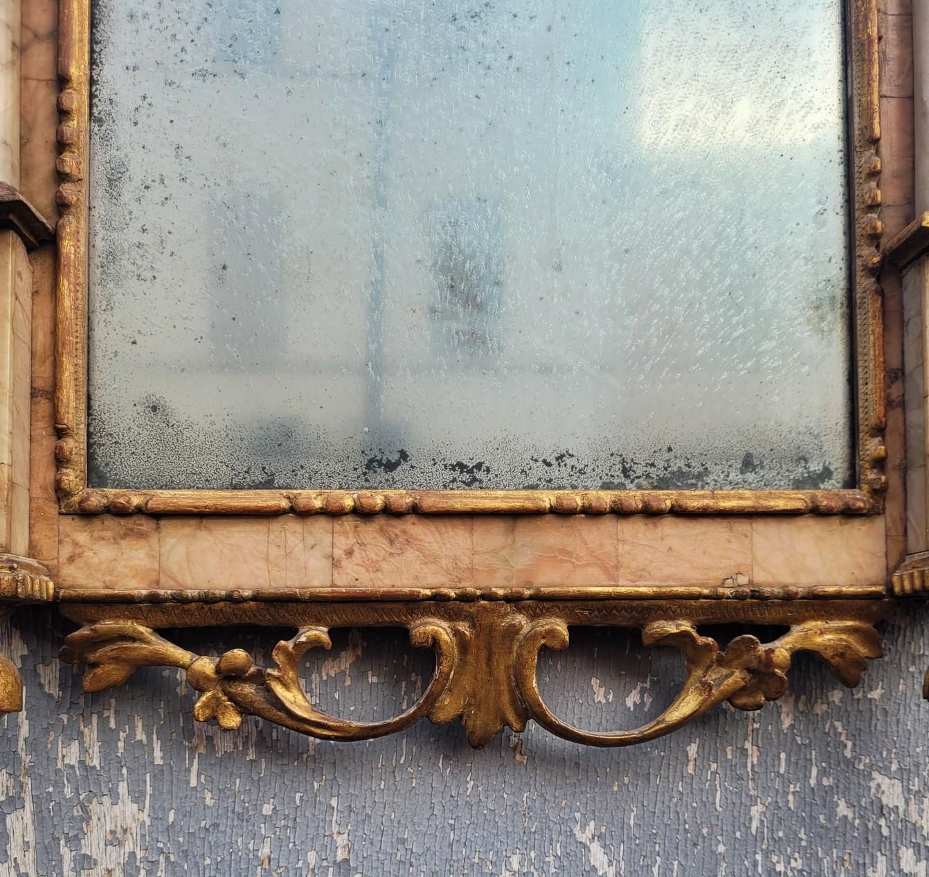 Italian Mirror In Wood And Marble, Italy 19th Century For Sale