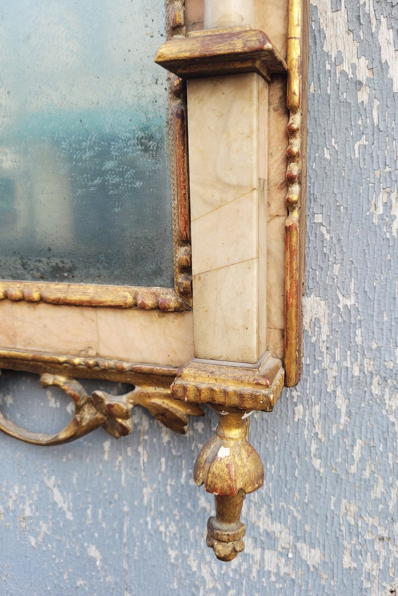 Spiegel in Holz und Marmor, Italien 19. Jahrhundert im Zustand „Gut“ im Angebot in MARSEILLE, FR
