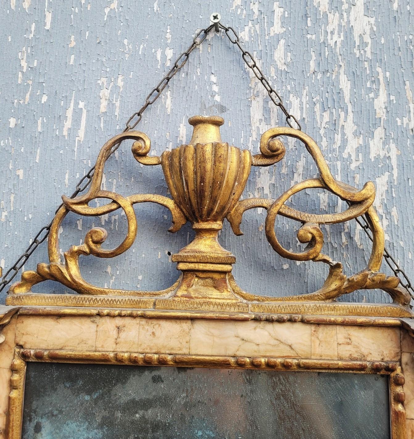 Mirror In Wood And Marble, Italy 19th Century For Sale 4