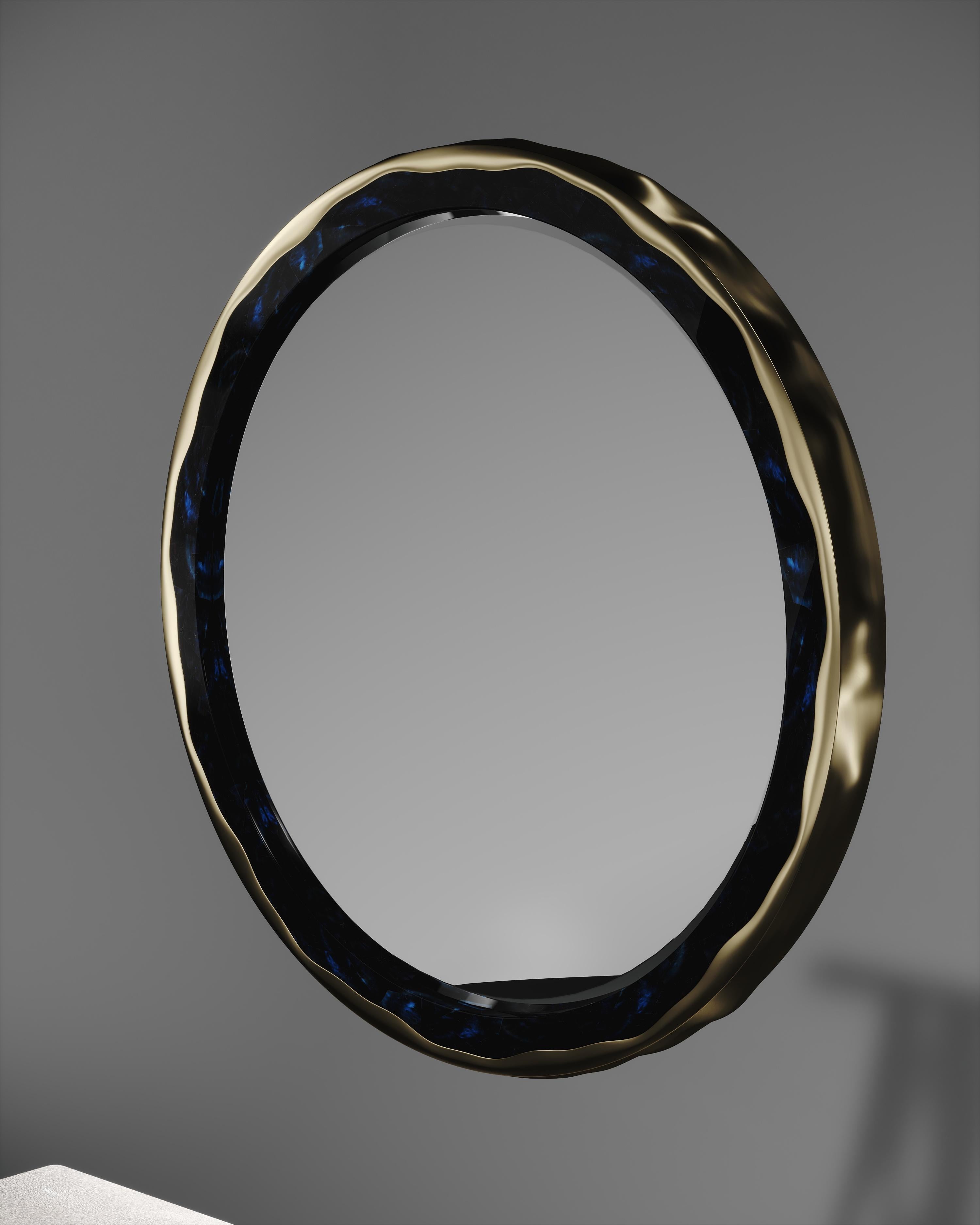 Mirror Inlaid in Shell with a Bronze-Patina Brass Frame by R&Y Augousti For Sale 10