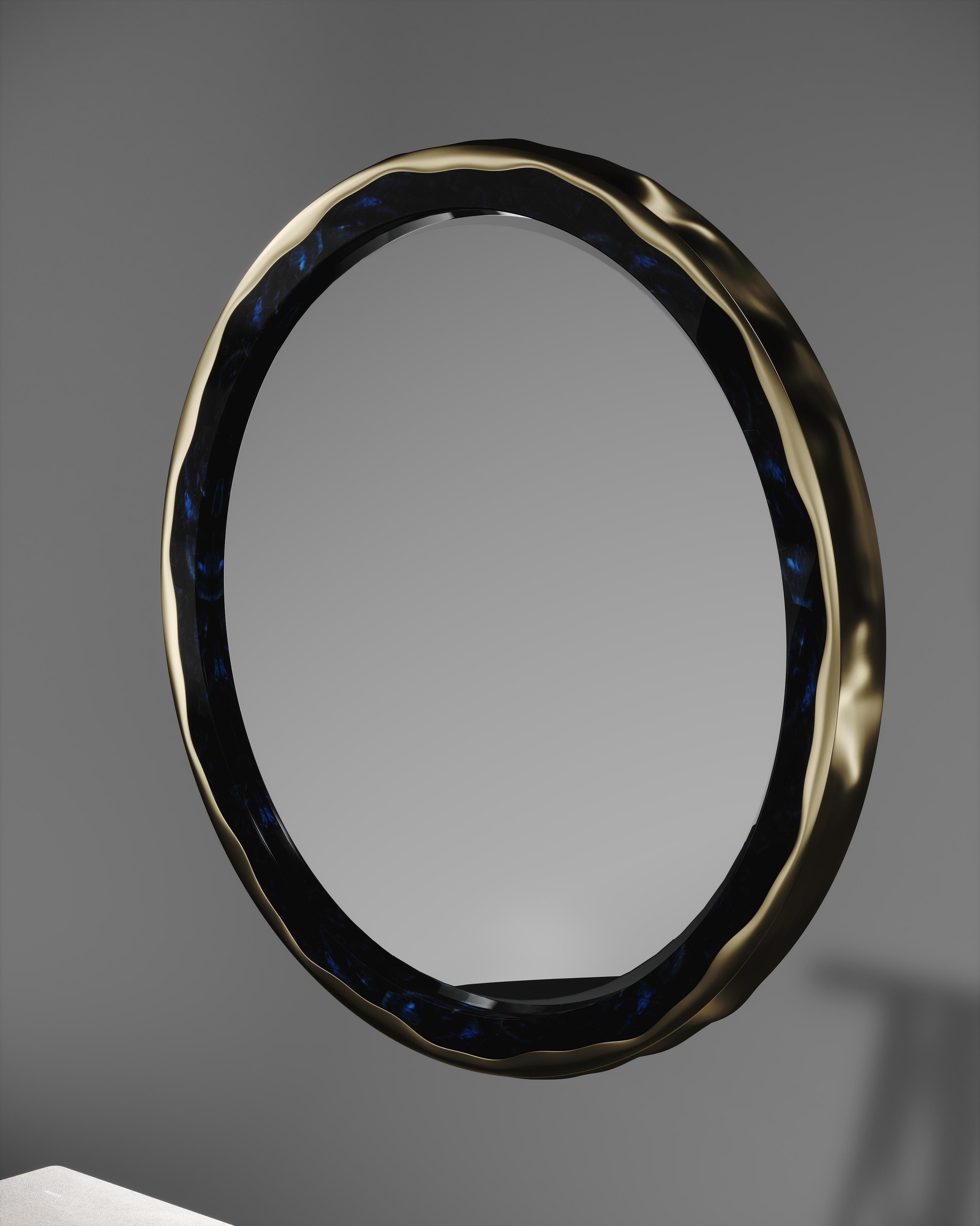 Mirror Inlaid in Shell with a Bronze-Patina Brass Frame by R&Y Augousti For Sale 11