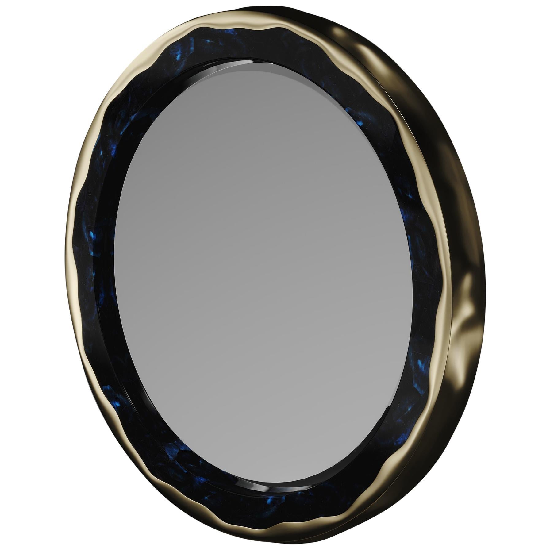 Mirror Inlaid in Shell with a Bronze-Patina Brass Frame by R&Y Augousti For Sale