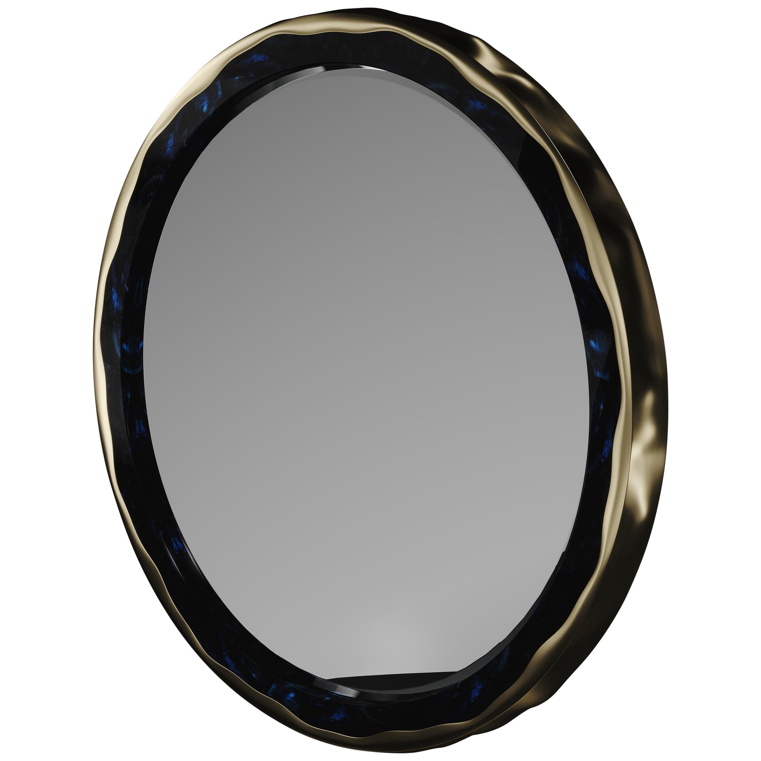 Mirror Inlaid in Shell with a Bronze-Patina Brass Frame by R&Y Augousti