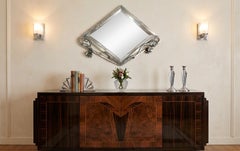 Mirror Jugendstil, Art Nouveau, Liberty, France, Materials: Silver-plated iron