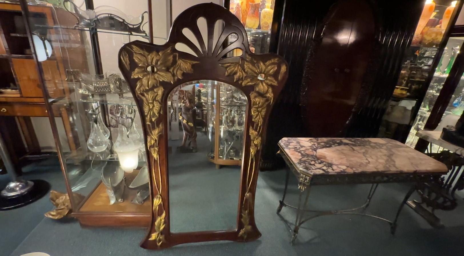 Spiegel Jugendstil, Art Nouveau, Liberty, Frankreich, Materialien: Holz und Spiegel im Angebot 3