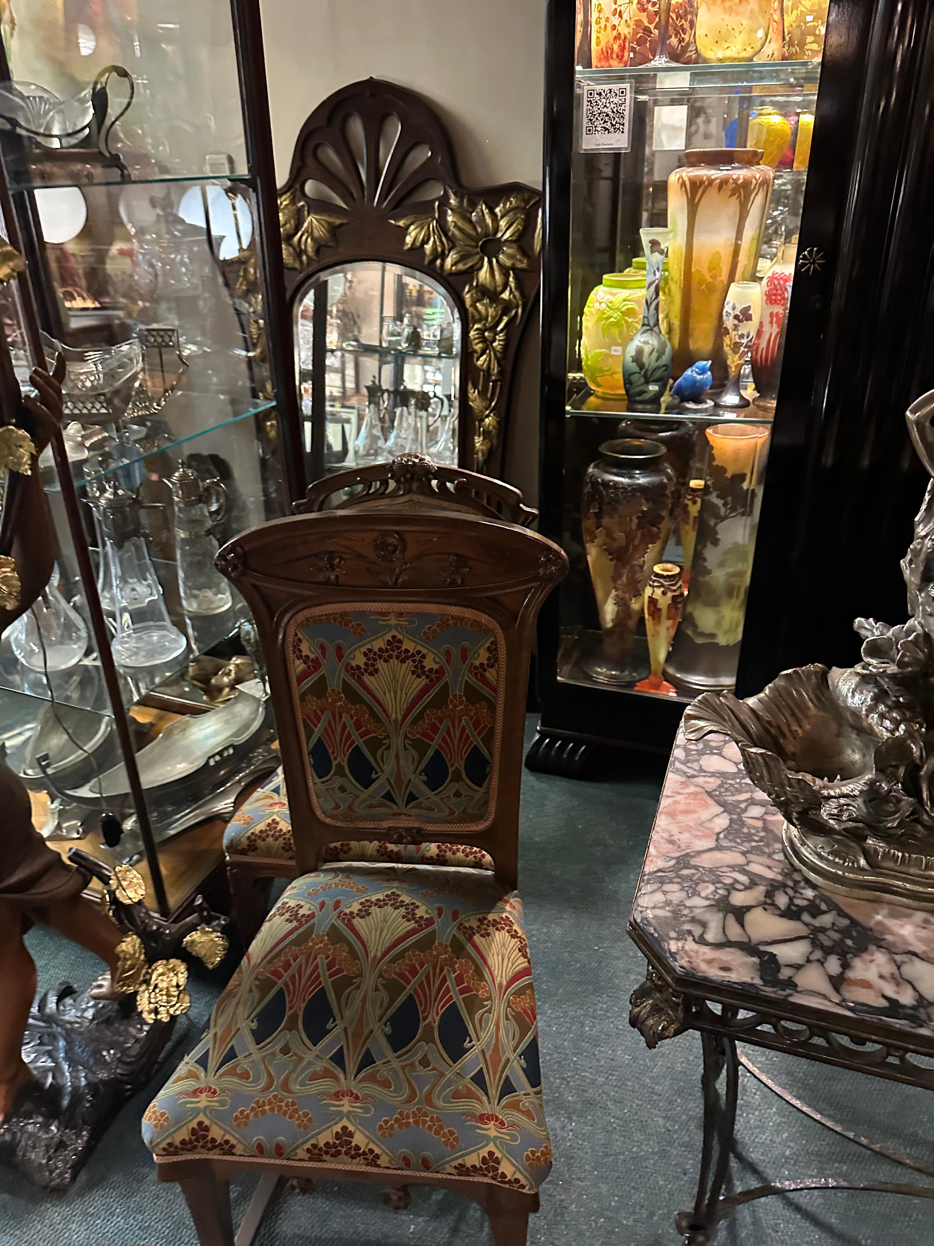 Specchio Jugendstil, Art Nouveau, Liberty, Francia, Materiali: legno e specchio in vendita 8