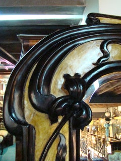 Mirror Jugendstil, Art Nouveau, Liberty, Materials: Parchment (leather)