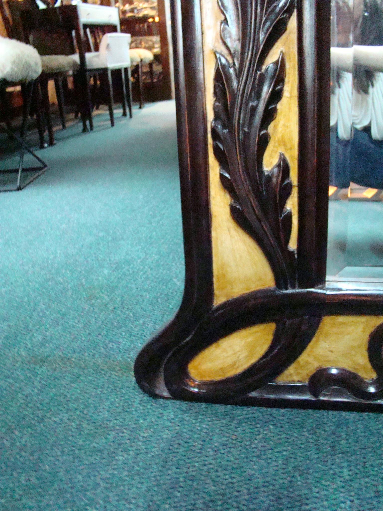 French Mirror Jugendstil, Art Nouveau, Liberty, France, parchment leather, wood , mirror For Sale