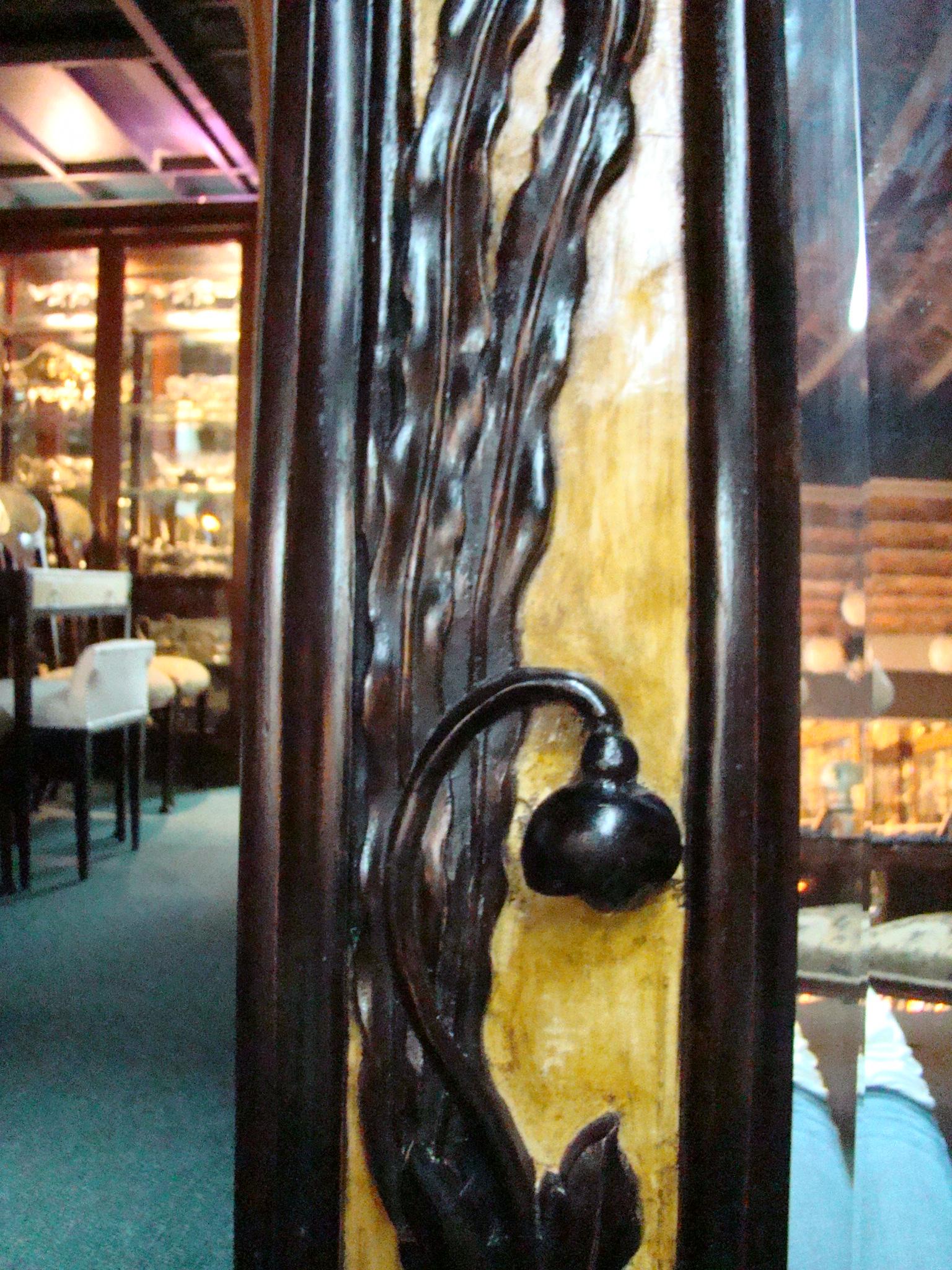 Hand-Carved Mirror Jugendstil, Art Nouveau, Liberty, Materials: Parchment (leather) For Sale