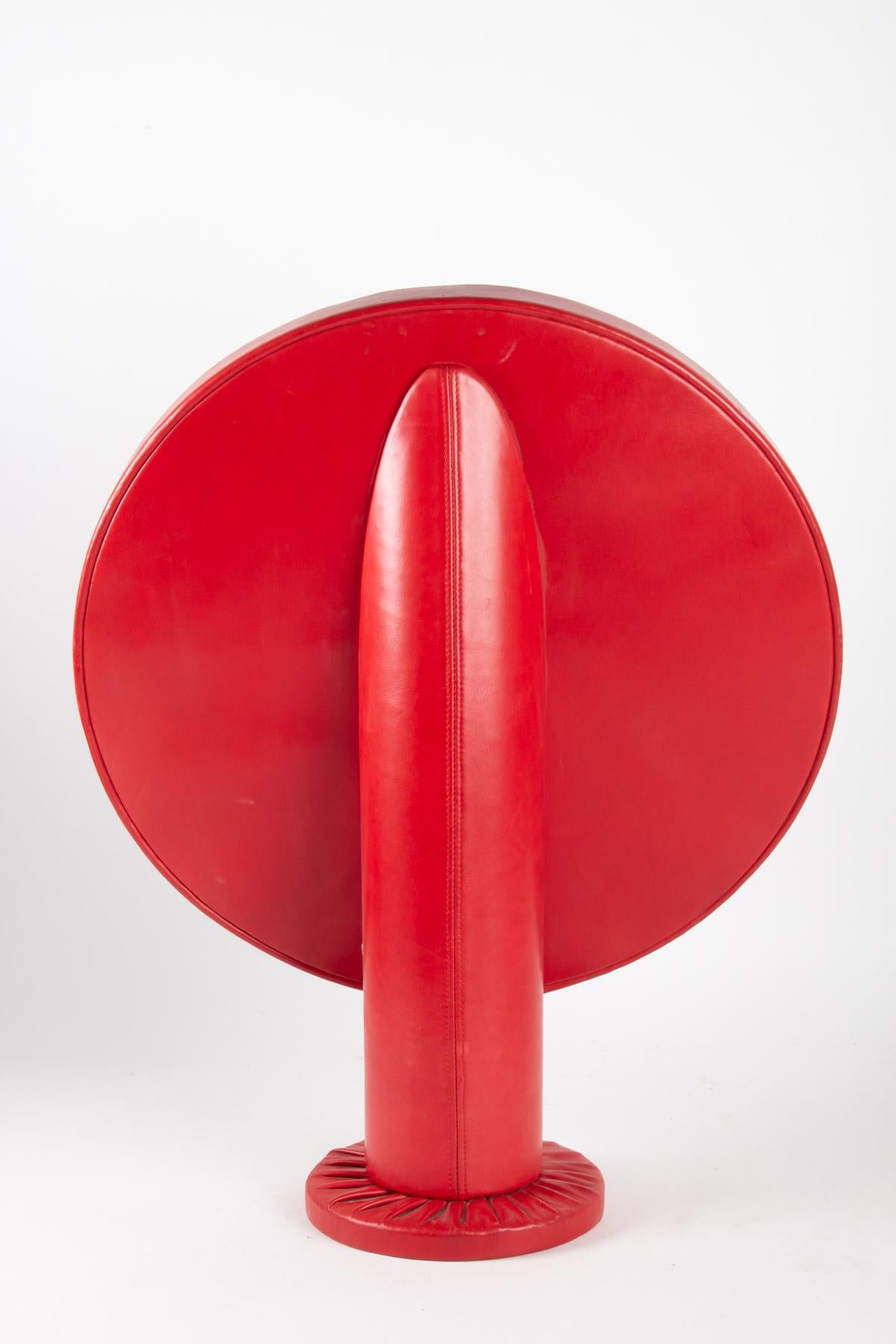 Mid-Century Modern Mirror Layers, Red Leather Coated, Design 1950, Attributed to Jacques Adnet