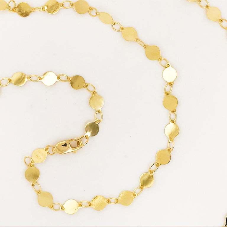 Mirror Link Chain 14K Yellow Gold Polished Gold Disk Link Chain Necklace, Custom For Sale at