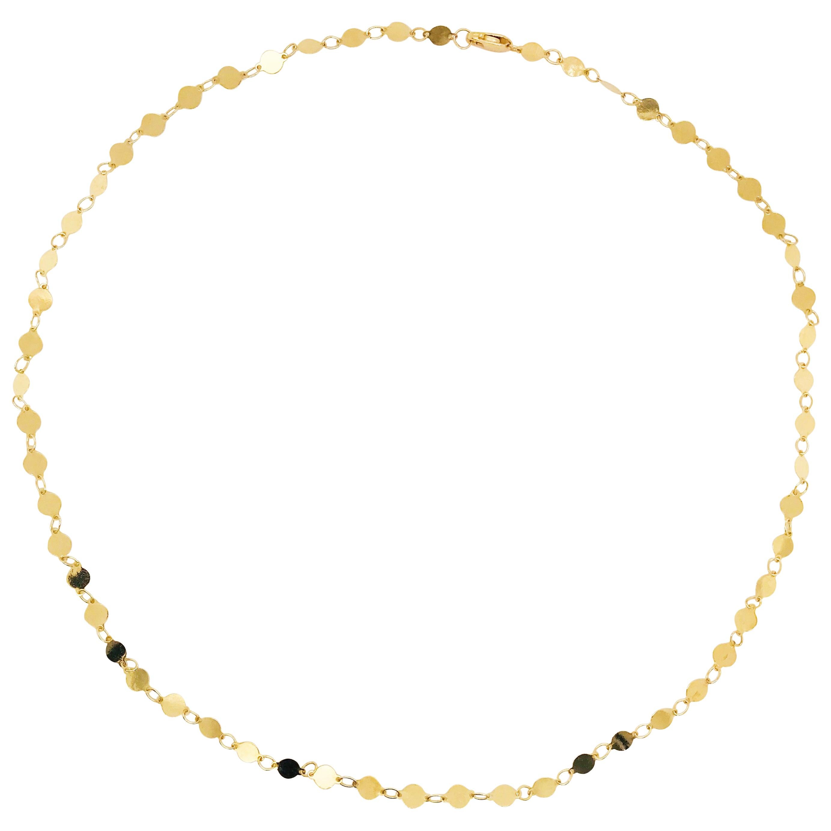 Mirror Link Chain 14K Yellow Gold Polished Gold Disk Link Chain Necklace, Custom