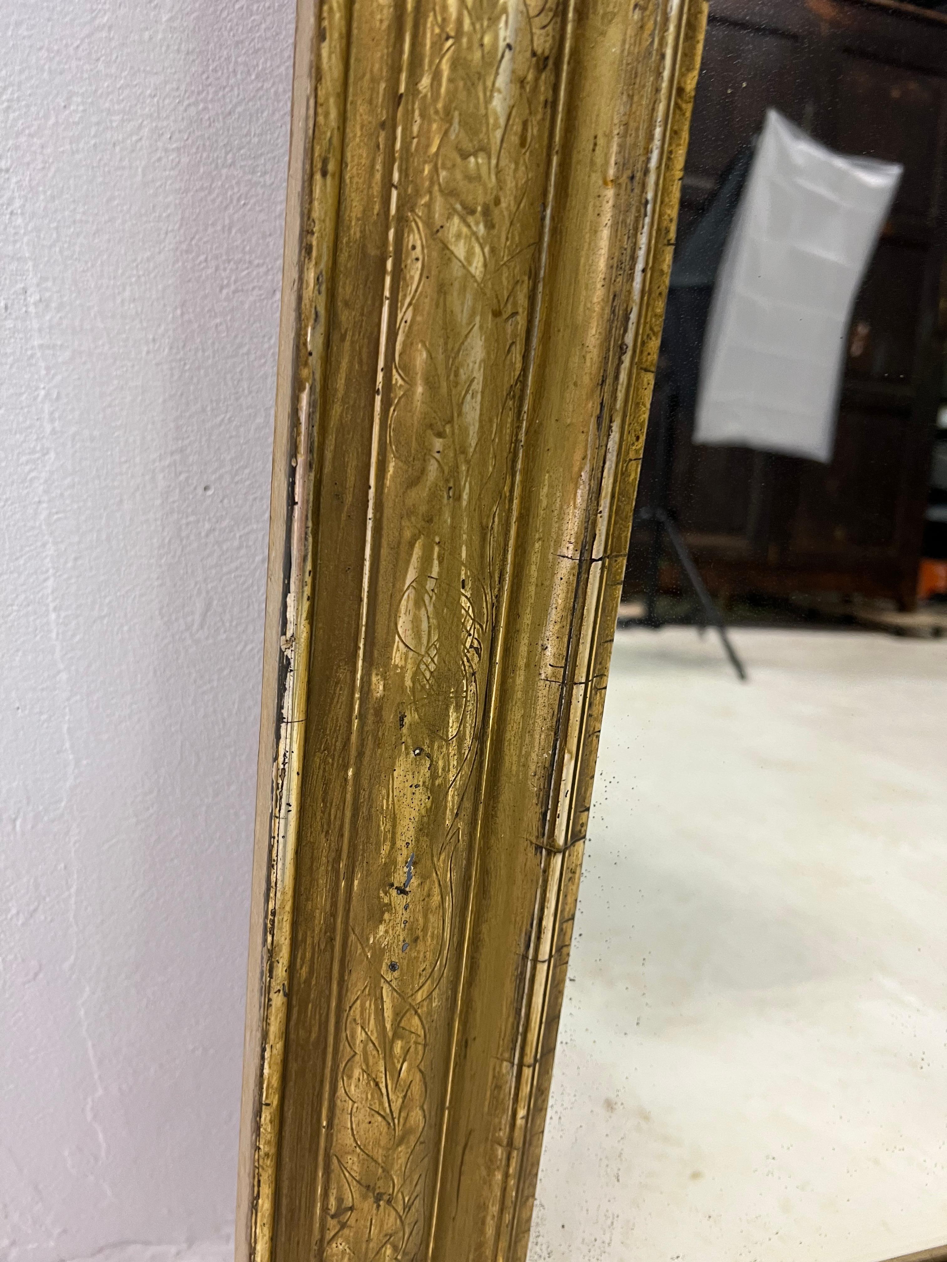 Mirror Louis Philippe 1850, Chiseled, Gilded with Gold Leaf 4
