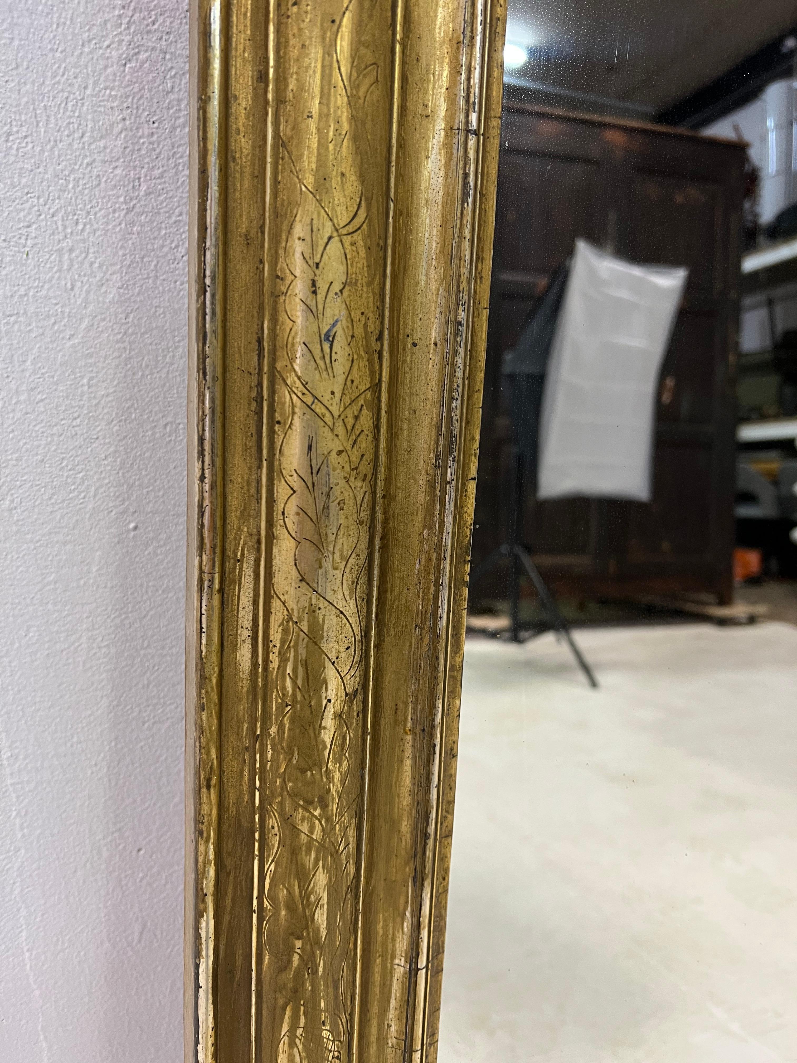 Mirror Louis Philippe 1850, Chiseled, Gilded with Gold Leaf 5